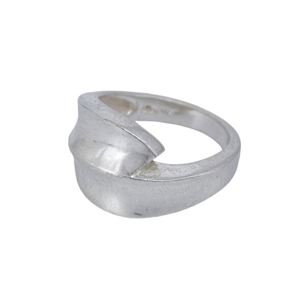 Vintage Sterling Silver 925 9mm Abstract Wave Design Ring Size 7.75 - Picture 4 of 8